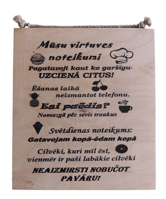 Koka dekors "Mani virtuves noteikumi"