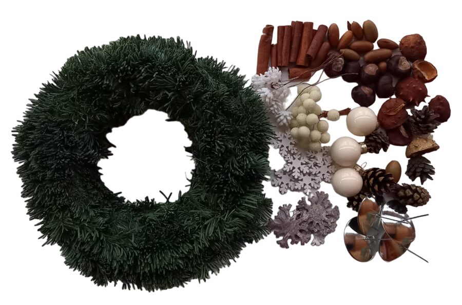 Adventes vainaga komplekts "Izdekorē pats!", balts